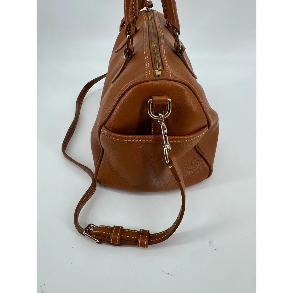 Vintage Dooney & Bourke Satchel Women Medium Tan Pebbled Leather Barrel Doctor